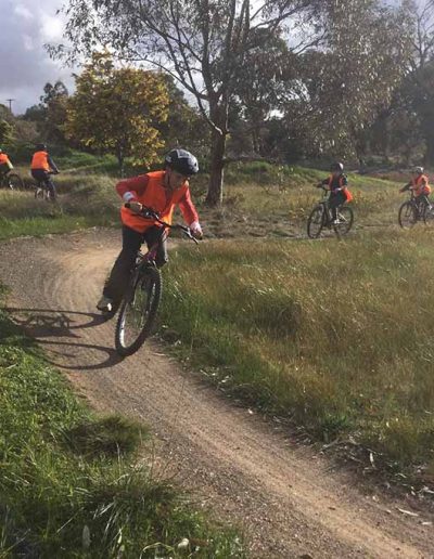 Fyans Park Primary Students at camp riding bikes.
